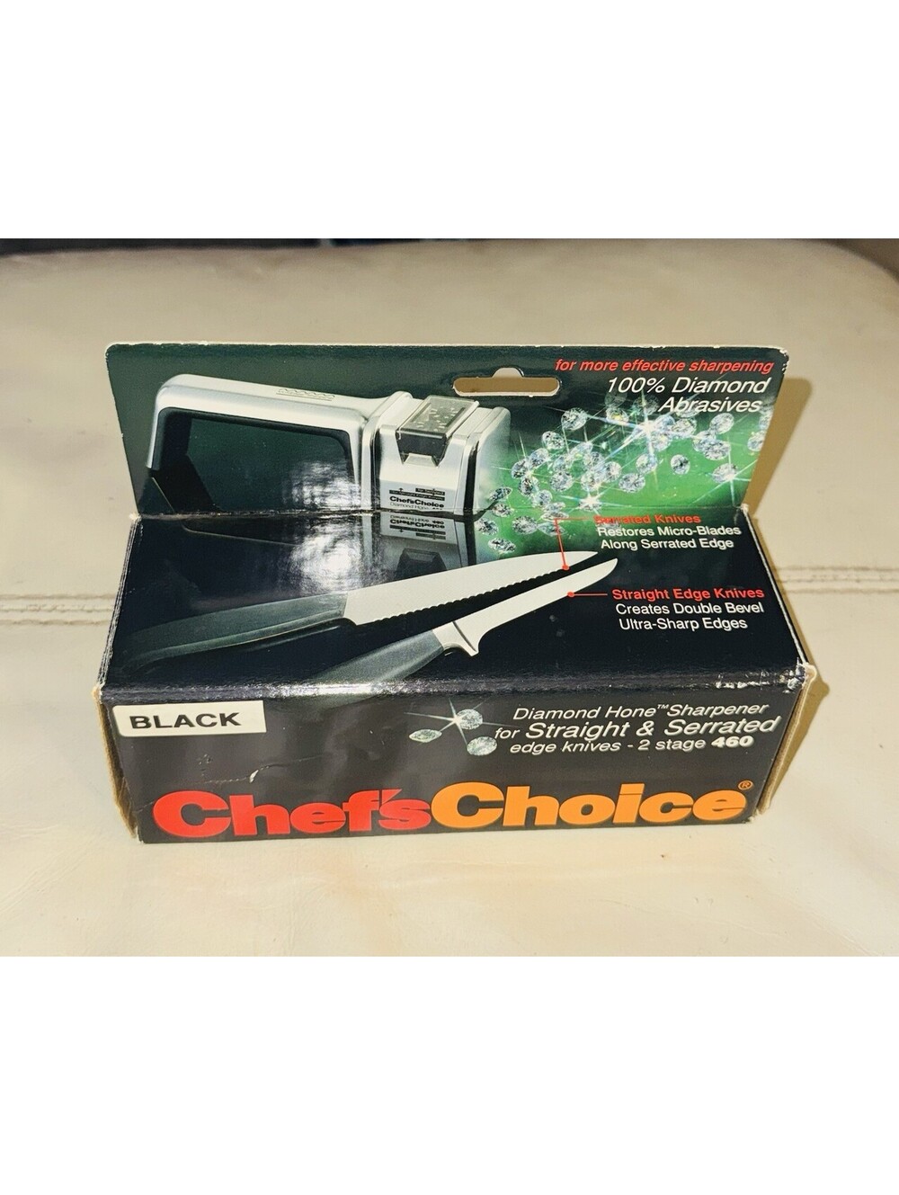 ChefβsChoice 460 Diamond Hone Knife Sharpener 2 Stage Serrated Straight Edge New